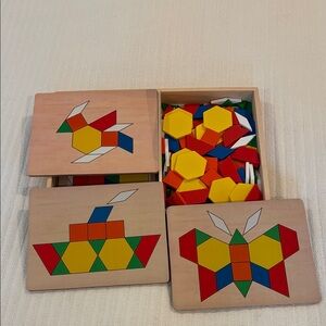 Colorful Wooden Pattern Blocks Set